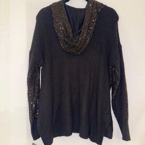 INC International Concepts Sequin Cowl Neck Sweater - Brown